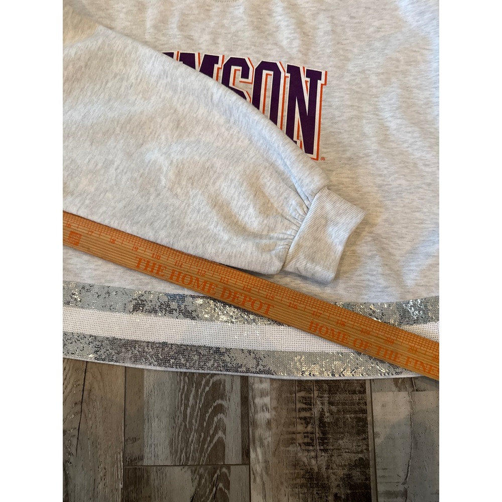 Gameday Couture Clemson Tigers Gray Collegiate Sweatshirt ACC Sequin Hem Sz L - Picture 7 of 7